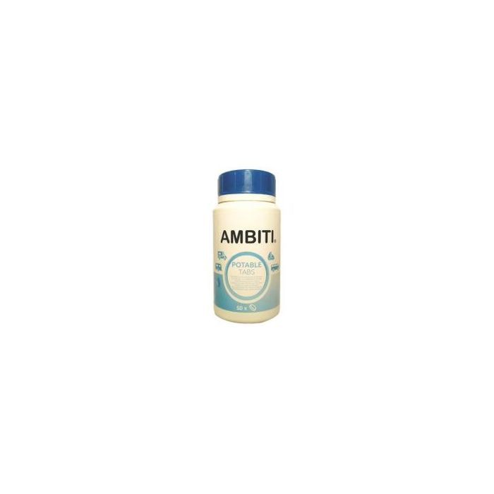 AMBITI Potable Tabs. Pastillas Potabilizadoras de Agua. Bote de 50